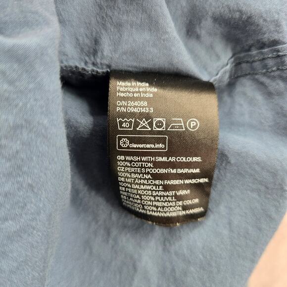 H&M Blue Long Sleeve Button Down Cotton Mens Shirt Large - Picture 6 of 6